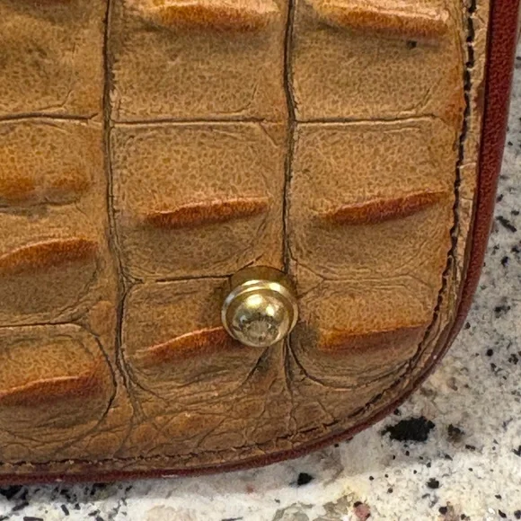 Brahmin Tan Melbourne Collection Croc Embossed Alma Handbag - Picture 9 of 17